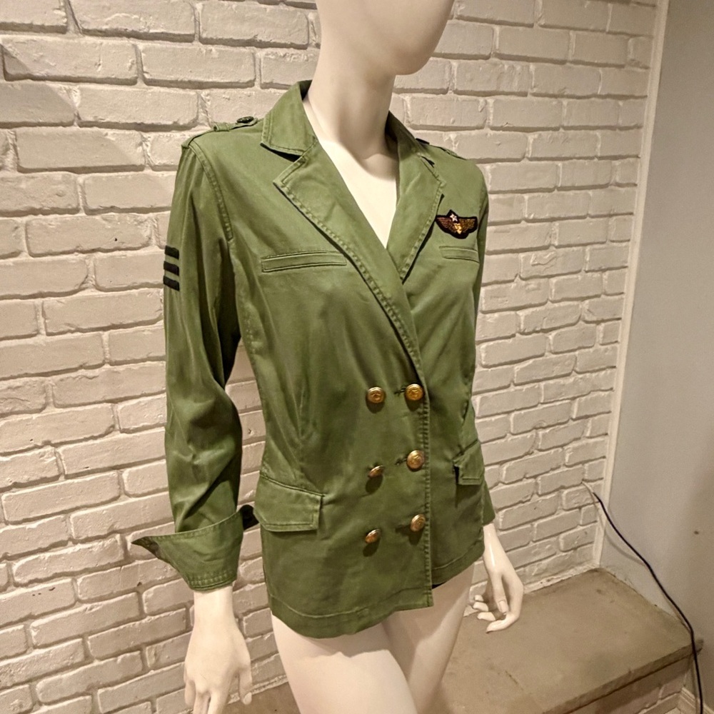 CAbi Sage Green Utility Jacket with Plaid Trim - Picture 7 of 10